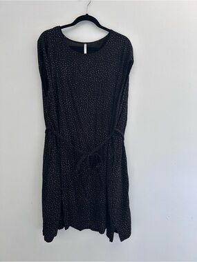 Blue Sky Black Mini Dress with White Dot Print